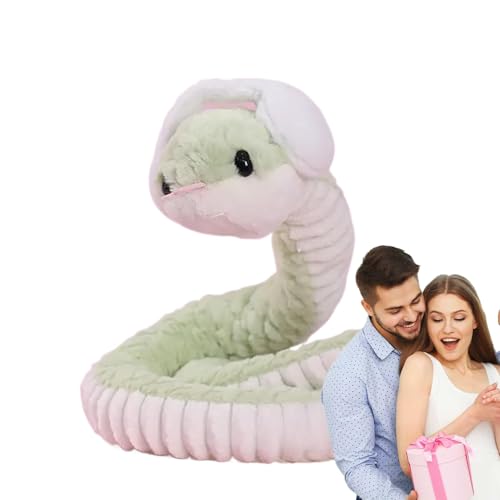 Snake Stuffed Animal Toy, Soft Warm Winter Scarf Plush Snake, 59-inch Huggable Long Cuddly Toy with Hairpin, Cute Room Decor for Kids & Adults, Pink, Green, von Bsbkoj