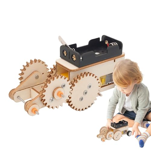 Stem Car Building Kit, Gear Design Wooden Puzzle, Engineering Activity Kit, Stem Project Kit, Car Building Puzzle, Stem Engineering Toy, Wissenschaftsprojekt Kit, Holzpuzzle für Kinder von Bsbkoj