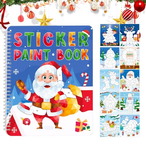 Sticker Paint Book, Christmas Theme Cartoon Activities Book, Fun Fine Motor Skills Toys, Preschool Learning Activities, Engaging Educational Toys for Boys and Girls Ages 4-6 von Bsbkoj