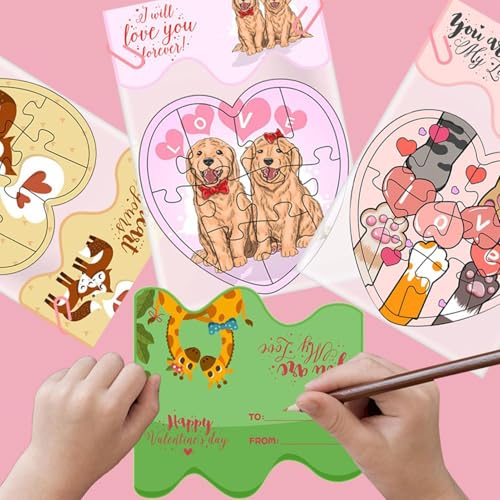 Valentine Heart Puzzle Toy, Cartoon Heart Jigsaw Puzzle, Valentine's Day Puzzle for Kids, Early Education Valentine Toy, Eltern-Kild Interaktion Puzzle, Herz Shape Jigsaw Game for Valentines von Bsbkoj