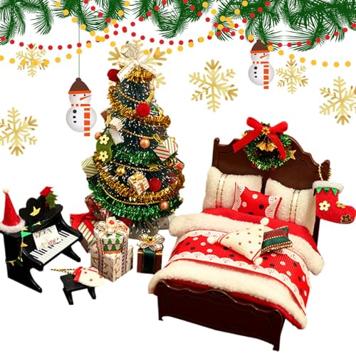 Weihnachtsdekorationen für Doll House -Weihnachtsdekorationen - Miniatur -DIY -Baum-, Bett- und Klaviermöbelmodell für Feiertagsfeier der Feiertagszimmer, Kinder und Erwachsene, Festliche Ausstellung Weihnachtsdekorationen für Doll House -Weihnachtsdekorationen - Miniatur -DIY -Baum-, Bett- und Klaviermöbelmodell für Feiertagsfeier der Feiertagszimmer, Kinder und Erwachsene, Festliche Ausstellung von Bsbkoj