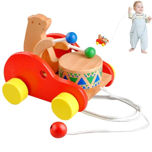 Wooden Car for Toddler, Wooden Car in Bear Shape, Safe Race Car Toys, Ideal for Home, Kindergarten, School, Perfect for Boys and Girls to Encourage Imaginative Play and Motor Skills von Bsbkoj