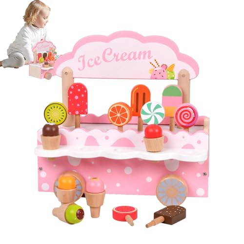 Wooden Ice Cream Game for Kids, Role-Playing Toy Set, Interactive Engaging Educational Ice Cream Shop Playset, Pretend Game Toys for 3-8 Year Old Girls Boys von Bsbkoj