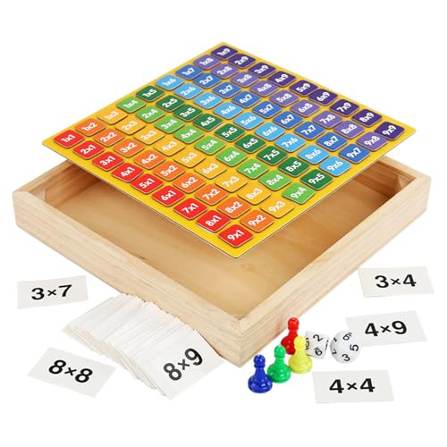 Wooden Multiplication Board Game, Children Magnetic Addition Toys, 8.98x8.98x1.3 inches Interactive Multiplication Board Games, Math Learning Educational Toy for Kids von Bsbkoj