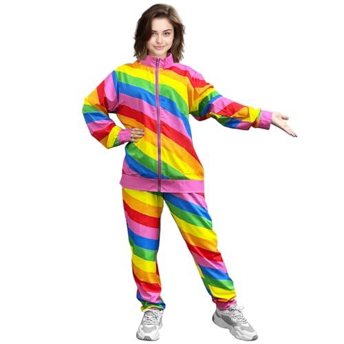 Bseical Faschingskostüme Männer Damen Lustig Karneval Kostüm Herren Partnerkostüme Erwachsene 80er Jahre Outfit Jogginganzug Bad Taste Outfit (Damen, M) von Bseical