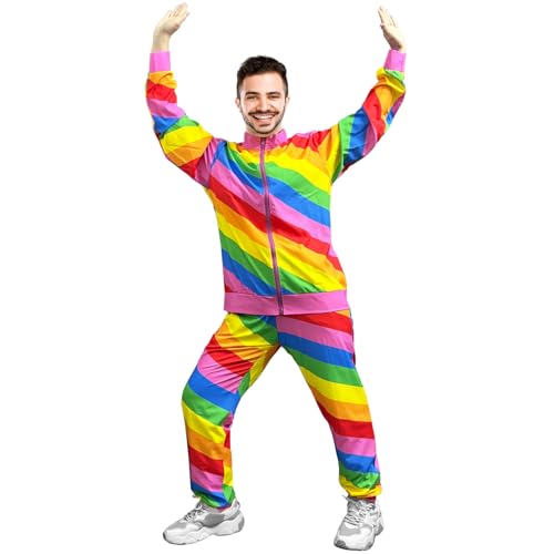 Bseical Faschingskostüme Männer Damen Lustig Karneval Kostüm Herren Partnerkostüme Erwachsene 80er Jahre Outfit Jogginganzug Bad Taste Outfit (Herren, L) von Bseical