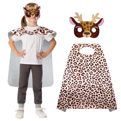 Bseical Karneval Kostüm Kinder 2 Stück Tier Kostüm Kinder Faschingskostüme Kinder mit Maske Umhang Kinderkostüm Cape Kostüme für Karneval Fasching Halloween (Hirsch, 70 X 70 cm) von Bseical