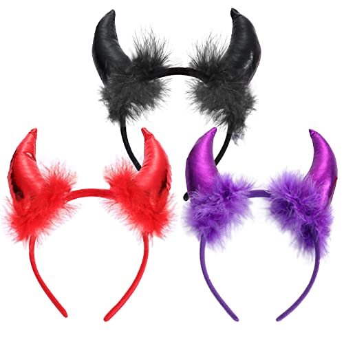 Teufel HöRner Haarreifen Halloween Kopfschmuck TeufelshöRner Haarreif Teufel Ohren Haarband, Haarreif Fasching Karneval Halloween KostüM Damen Herren & Kinder Haarschmuck Accessoires Headwear HöRner von Bseical