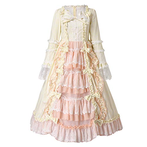 Bsotalines Halloween Kostüm Damen,Damen Mittelalterliche Kleid Rokoko Barock Prinzessin Kleid Mittelalter Kleidung Gothic Kleidung Damen Ballkleider Gotisch Maxikleid Karneval Halloween Cosplay Kostüm von Bsotalines