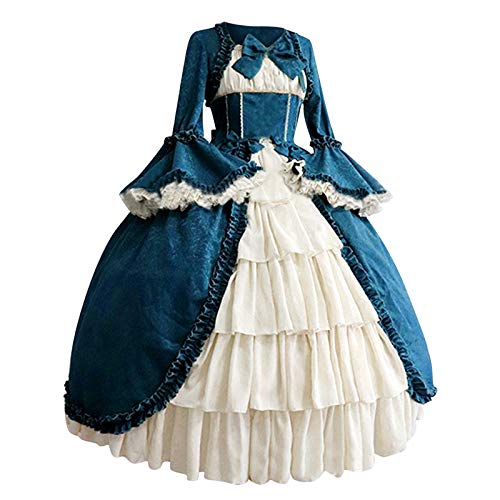 Bsotalines Halloween Kostüm Damen,Damen Mittelalterliche Kleid Rokoko Barock mit Trompetenärmel Prinzessin Kleid Mittelalter Renaissance Kostüm Damen Mottoparty Karneval Halloween Cosplay Kostüm von Bsotalines