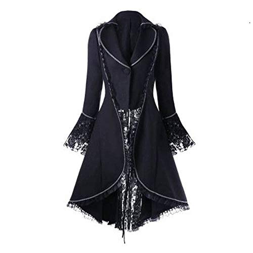 Bsotalines Halloween Kostüm Damen,Damen Mittelalterliche Kleid Spitze Frack Jacke Steampunk Smoking Mantel Halloween Karneval Kostüm Damen Ballkleider Fasching Karneval Party Halloween Cosplay Kostüm von Bsotalines