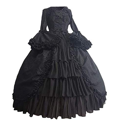 Bsotalines Halloween Kostüm Damen,Damen Mittelalterliche Kleid Spitze Trompetenärmel Viktorianischen Königin Mittelalter Kleidung Renaissance Kleid Damen Fasching Karneval Halloween Cosplay Kostüm von Bsotalines