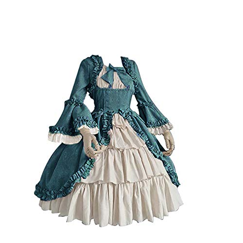 Bsotalines Halloween Kostüm Damen,Damen Mittelalterliche Kleid Spitze Trompetenärmel Viktorianischen Königin Mittelalter Kleidung Renaissance Kleid Damen Fasching Karneval Halloween Cosplay Kostüm von Bsotalines