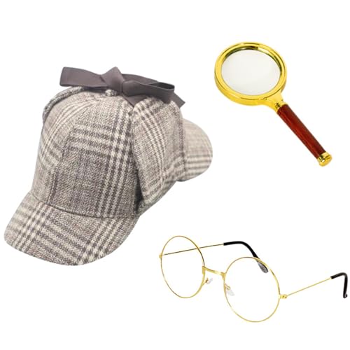 Bssowe 20er Jahre Kostüm Herren Accessoires, 3 Stück Rollenspiel Accessoires, 20er Jahre Herren Accessoires, Damen Detektiv Kostüm, Kinder Jungen Detektiv Kostüm für Karneval Maskerade, Event Party von Bssowe