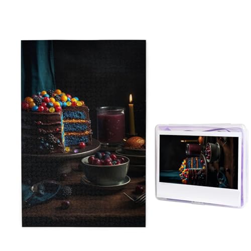 1000-teiliges Puzzle – Regenbogen-Kuchen-Bilderpuzzles für Erwachsene, anspruchsvolles Puzzle, personalisiertes Holzpuzzle, Fotopuzzle, Geschenke, 74,9 x 50 cm von Btcowzrv