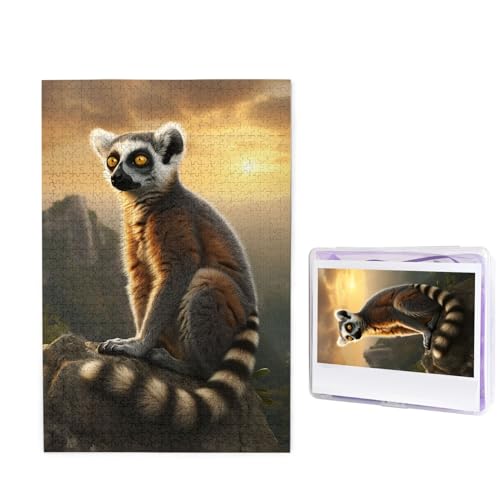 Puzzle mit 1000 Teilen – Affe auf Berg-Bilderpuzzles für Erwachsene, herausforderndes Puzzle, personalisiertes Holzpuzzle, Fotopuzzle, Geschenke, 74,9 x 50 cm von Btcowzrv