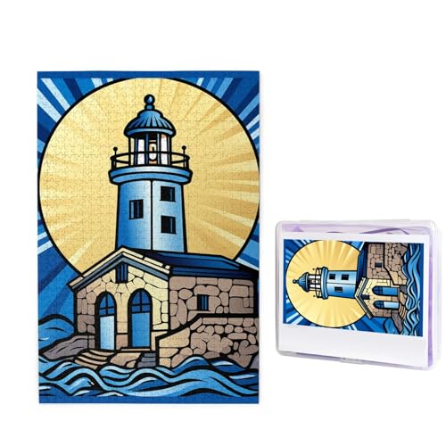 Puzzle mit 1000 Teilen – Blauer Leuchtturm, Bildpuzzles für Erwachsene, herausforderndes Puzzle, personalisiertes Holzpuzzle, Fotopuzzle, Geschenke, 74,9 x 50 cm von Btcowzrv