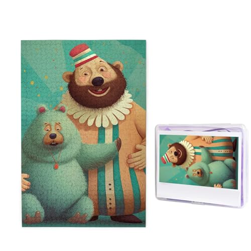 Puzzle mit 1000 Teilen – Clown- und Bären-Bilderpuzzles für Erwachsene, herausforderndes Puzzle, personalisiertes Holzpuzzle, Fotopuzzle, Geschenke, 74,9 x 50 cm von Btcowzrv