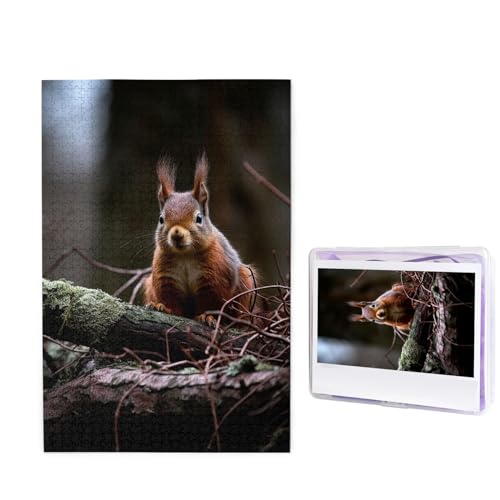 Puzzle mit 1000 Teilen – Eichhörnchen in der Wildnis, Bildpuzzles für Erwachsene, herausforderndes Puzzle, personalisiertes Holzpuzzle, Fotopuzzle, Geschenke, 74,9 x 50 cm von Btcowzrv