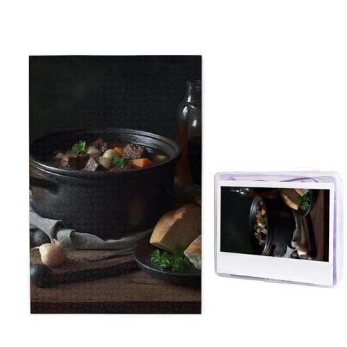 Puzzle mit 1000 Teilen – Ein Topf Gourmet-Bilderpuzzles für Erwachsene, anspruchsvolles Puzzle, personalisiertes Holzpuzzle, Fotopuzzle, Geschenke, 74,9 x 50 cm von Btcowzrv