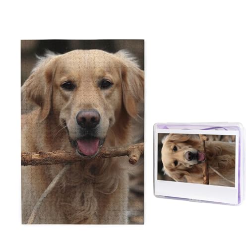 Puzzle mit 1000 Teilen – Hunde- und Stickbild-Puzzles für Erwachsene, herausforderndes Puzzle, personalisiertes Holzpuzzle, Fotopuzzle, Geschenke, 74,9 x 50 cm von Btcowzrv
