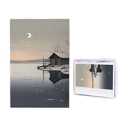 Puzzle mit 1000 Teilen – Kabine bei Nacht Bilderpuzzles für Erwachsene, herausforderndes Puzzle, personalisiertes Holzpuzzle, Fotopuzzle, Geschenke, 74,9 x 50 cm von Btcowzrv