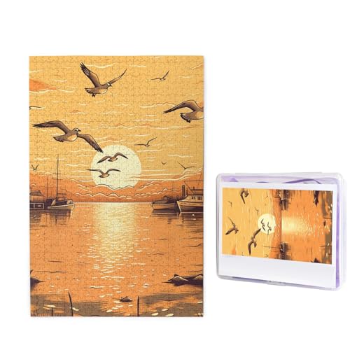 Puzzle mit 1000 Teilen – Möwen fliegen über Bildpuzzles für Erwachsene, anspruchsvolles Puzzle, personalisiertes Holzpuzzle, Fotopuzzle, Geschenke, 74,9 x 50 cm von Btcowzrv