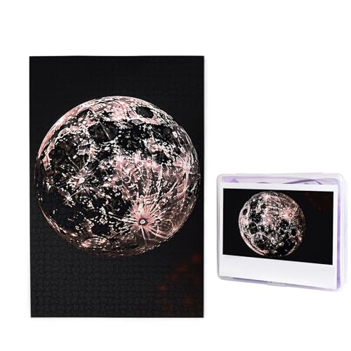 Puzzle mit 1000 Teilen – Mond in der Dunkelheit, Bilderpuzzles für Erwachsene, herausforderndes Puzzle, personalisiertes Holzpuzzle, Fotopuzzle, Geschenke, 74,9 x 50 cm von Btcowzrv