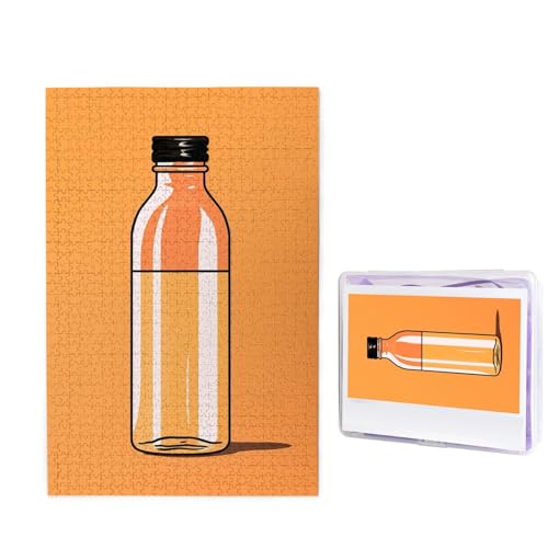 Puzzle mit 1000 Teilen – Orangefarbene Flasche Wasser, Bildpuzzles für Erwachsene, herausforderndes Puzzle, personalisiertes Holzpuzzle, Fotopuzzle, Geschenke, 74,9 x 50 cm von Btcowzrv