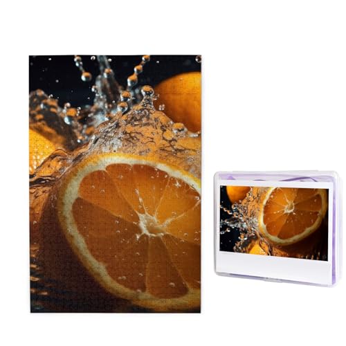 Puzzle mit 1000 Teilen – Orangenscheiben im Wasser verstreut, Bilderpuzzles für Erwachsene, herausforderndes Puzzle, personalisiertes Holzpuzzle, Fotopuzzle, Geschenke, 74,9 x 50 cm von Btcowzrv