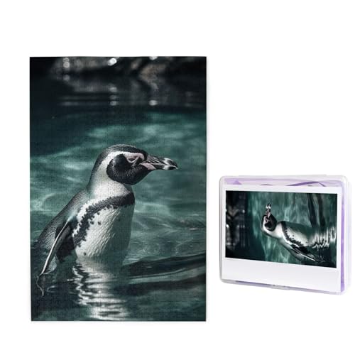 Puzzle mit 1000 Teilen – Pinguin im Wasser, Bildpuzzles für Erwachsene, herausforderndes Puzzle, personalisiertes Holzpuzzle, Fotopuzzle, Geschenke, 74,9 x 50 cm von Btcowzrv