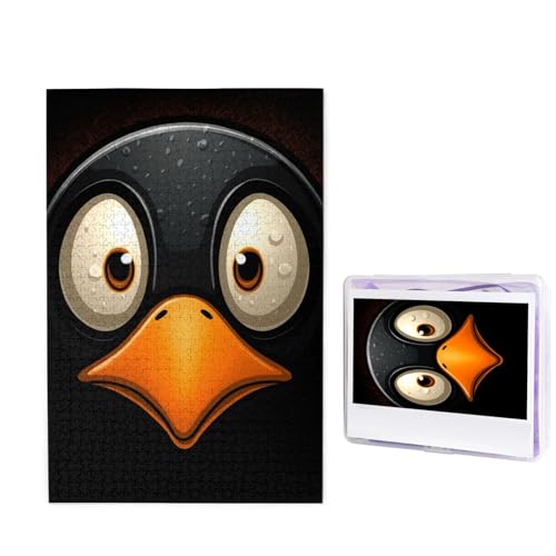 Puzzle mit 1000 Teilen – Pinguinkopf mit großen Augen, Bildpuzzles für Erwachsene, anspruchsvolles Puzzle, personalisiertes Holzpuzzle, Fotopuzzle, Geschenke, 74,9 x 50 cm von Btcowzrv