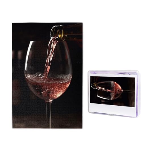 Puzzle mit 1000 Teilen – Pour Wine Picture Puzzles für Erwachsene, anspruchsvolles Puzzle, personalisiertes Holzpuzzle, Fotopuzzle, Geschenke, 74,9 x 50 cm von Btcowzrv