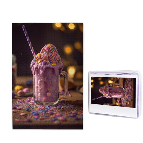 Puzzle mit 1000 Teilen – Verschüttete Milchshake-Bilderpuzzles für Erwachsene, anspruchsvolles Puzzle, personalisiertes Holzpuzzle, Fotopuzzle, Geschenke, 74,9 x 50 cm von Btcowzrv