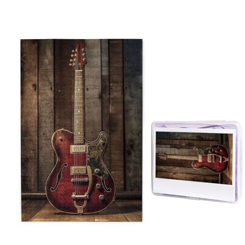 Puzzle mit 1000 Teilen – Vintage-E-Gitarre, Bildpuzzles für Erwachsene, anspruchsvolles Puzzle, personalisiertes Holzpuzzle, Fotopuzzle, Geschenke, 74,9 x 50 cm von Btcowzrv