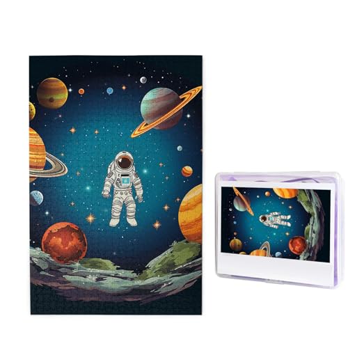 Puzzle mit 1000 Teilen – Weltraum-Raketen-Astronauten-Bilderpuzzles für Erwachsene, anspruchsvolles Puzzle, personalisiertes Holzpuzzle, Fotopuzzle, Geschenke, 74,9 x 50 cm von Btcowzrv