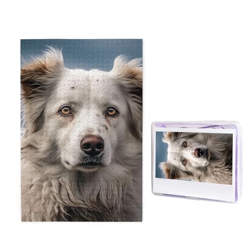 Puzzle mit 1000 Teilen – großer weißer Hund, Bildpuzzles für Erwachsene, herausforderndes Puzzle, personalisiertes Holzpuzzle, Fotopuzzle, Geschenke, 74,9 x 50 cm von Btcowzrv