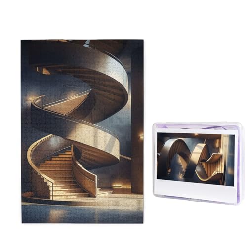 Puzzle mit 1000 Teilen – spezielle Wendeltreppe, Bilderpuzzles für Erwachsene, anspruchsvolles Puzzle, personalisiertes Holzpuzzle, Fotopuzzle, Geschenke, 74,9 x 50 cm von Btcowzrv