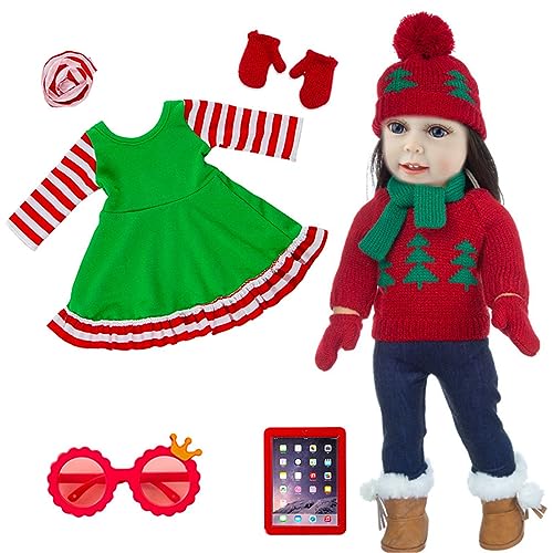 Btgghytr Modischer Weihnachtlicher Puppenpullover Für 18-Zoll Mit Puppenzubehör Kinderspielzeugpuppe Feiertagsparty Kostüm von Btgghytr