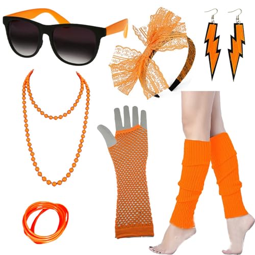 Btgghytr Stirnband für Damen und Mädchen, festliche 80er-Jahre, Ohrringe, Beinstulpen, Stirnband, Sonnenbrille für Kostüm, Halloween, Party, niedliches Haarband, Haarschmuck von Btgghytr