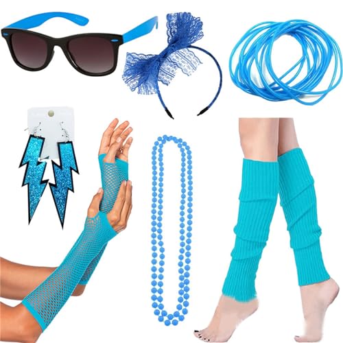 Btgghytr Stirnband für Frauen Mädchen Festliche 80er Jahre Ohrringe Beinwärmer Stirnband Sonnenbrille für Kostüm Halloween Party Niedliches Haarband Haarschmuck von Btgghytr