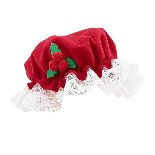 Btgghytr Weihnachtsmütze mit Spitze, rot, für Weihnachtsfeiern, Verkleidung, Cosplay, Haube, Haube von Btgghytr