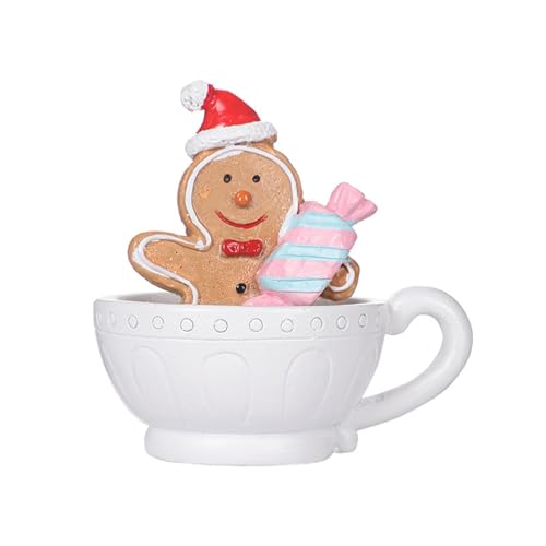 Harze Weihnachtsmann Schneemann Lebkuchen in Tasse Figur Ornament für Weihnachten Kuchen Topeprs Dekoration für Zuhause Tischregal von Btgghytr