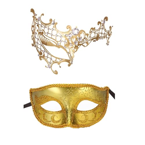 Btruely 2 Stück Maskerade Maske mit Stab, Frauen Venezianische Spitzenmaske Karneval Maske Karneval Maskerade Augenmaske für Frauen Mädchen Kostüm Party Masken Verkleidung von Btruely