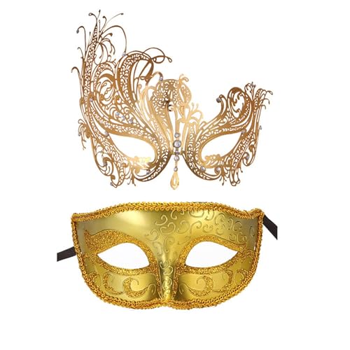 Btruely 2 Stück Maskerade Maske mit Stab, Frauen Venezianische Spitzenmaske Karneval Maske Karneval Maskerade Augenmaske für Frauen Mädchen Kostüm Party Masken Verkleidung von Btruely