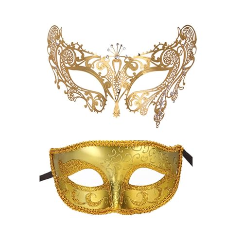 Btruely 2 Stück Maskerade Maske mit Stab, Frauen Venezianische Spitzenmaske Karneval Maske Karneval Maskerade Augenmaske für Frauen Mädchen Kostüm Party Masken Verkleidung von Btruely