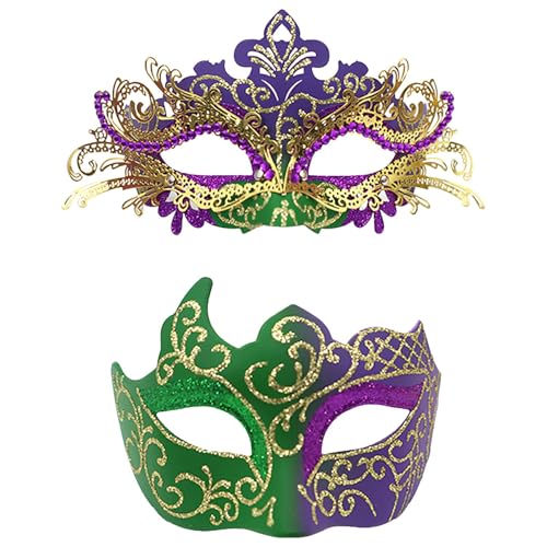 Btruely 2 Stück Maskerade Maske mit Stab, Frauen Venezianische Spitzenmaske Karneval Maske Karneval Maskerade Augenmaske für Frauen Mädchen Kostüm Party Masken Verkleidung von Btruely