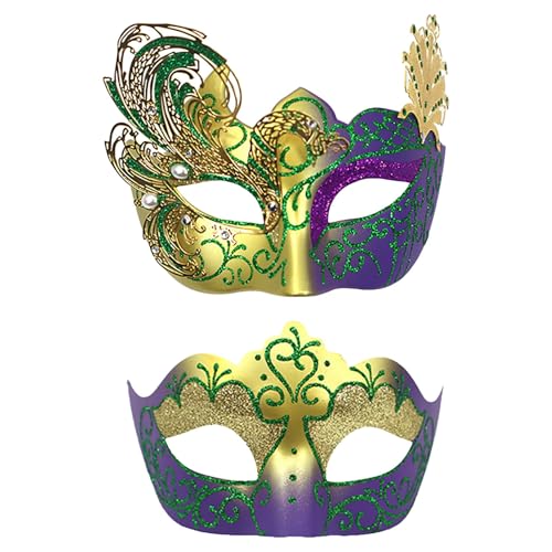 Btruely 2 Stück Maskerade Maske mit Stab, Frauen Venezianische Spitzenmaske Karneval Maske Karneval Maskerade Augenmaske für Frauen Mädchen Kostüm Party Masken Verkleidung von Btruely