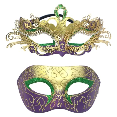 Btruely 2 Stück Maskerade Maske mit Stab, Frauen Venezianische Spitzenmaske Karneval Maske Karneval Maskerade Augenmaske für Frauen Mädchen Kostüm Party Masken Verkleidung von Btruely