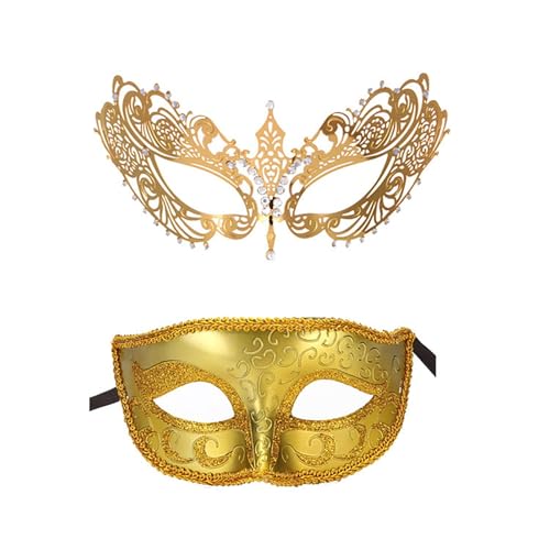 Btruely 2 Stück Maskerade Maske mit Stab, Frauen Venezianische Spitzenmaske Karneval Maske Karneval Maskerade Augenmaske für Frauen Mädchen Kostüm Party Masken Verkleidung von Btruely